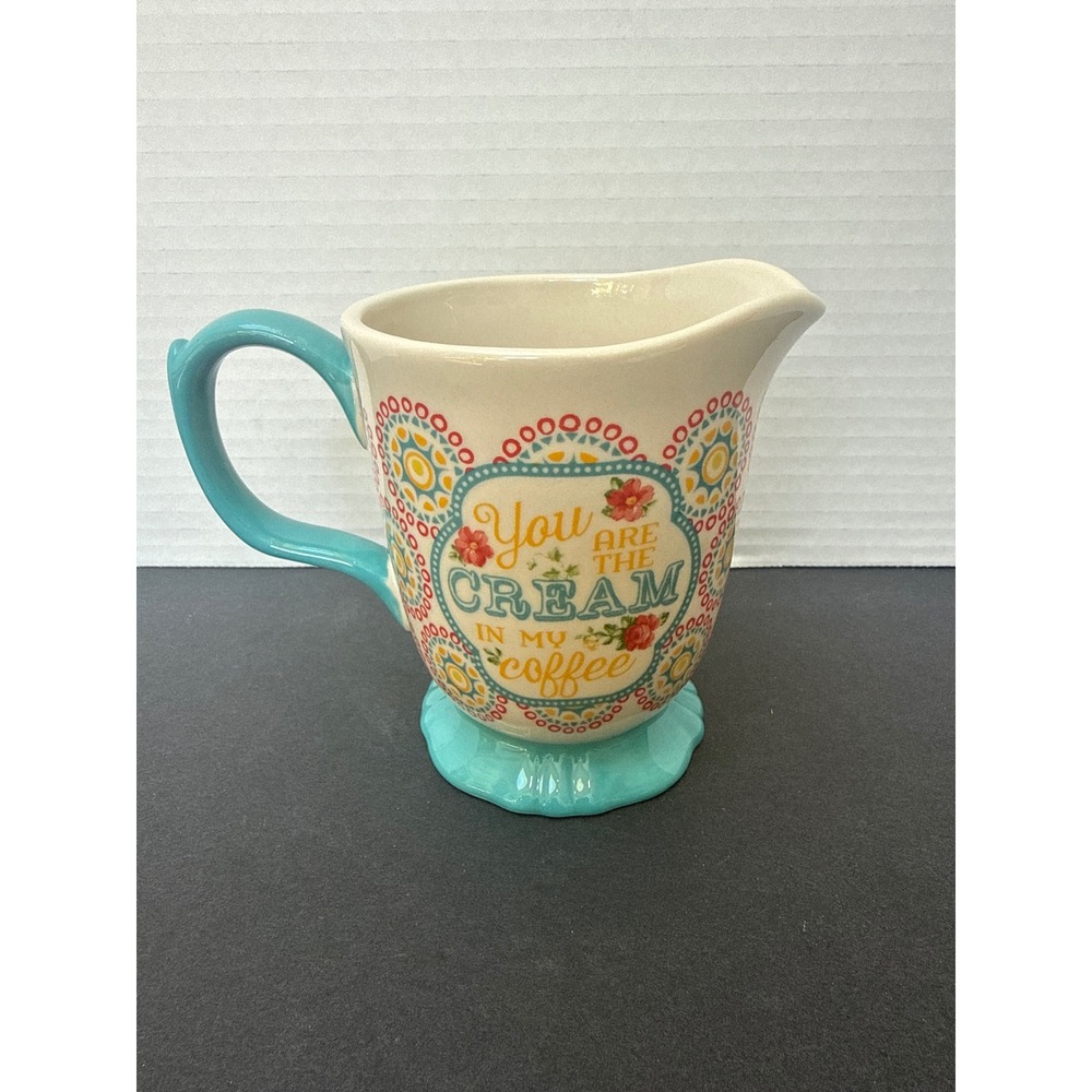 The Pioneer Woman Creamer Pitcher You Are The Cream In My Coffee Teal Stoneware